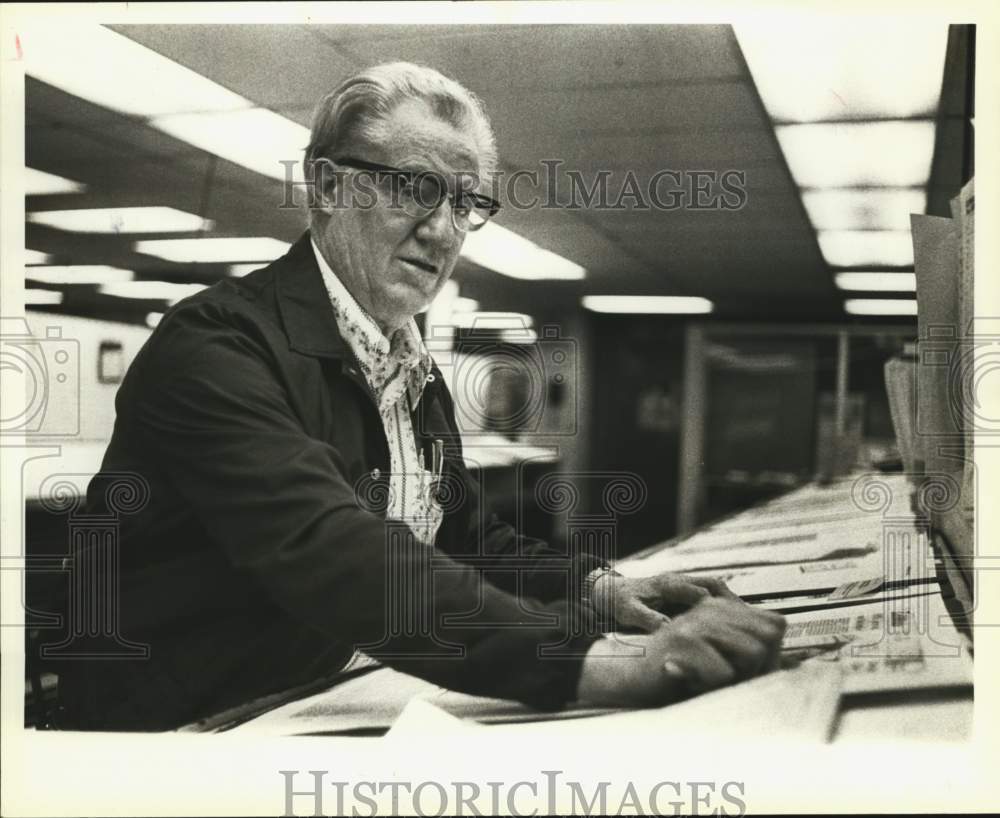 1983 Truman Terry working in the Express-News Composing Room, Texas-Historic Images