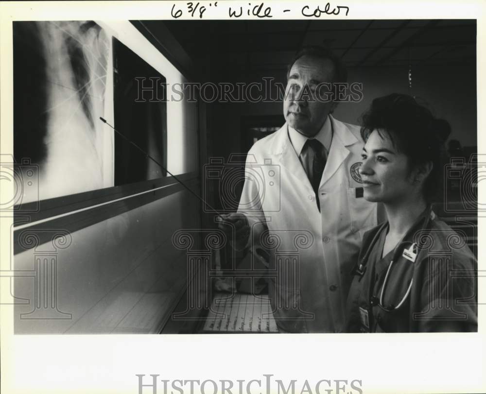 1991 Dr. J. Kent Trinkle with Patsy Hernandez at UTHSC, Texas-Historic Images