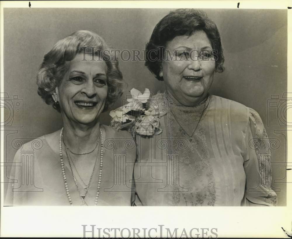 1985 Roslynn Jordan and Geri Matheson at Alzafar Banquet, Texas-Historic Images