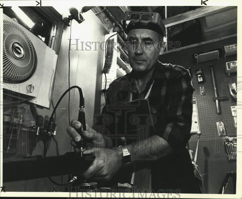 1994 Charles Thacker works in his shop in Hondo, Texas.-Historic Images