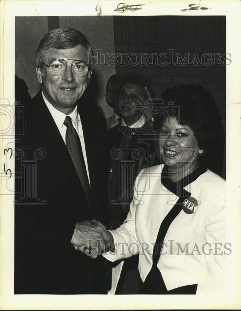 1985 Governor Mark White with Helen Ayala, COPS president, Texas-Historic Images