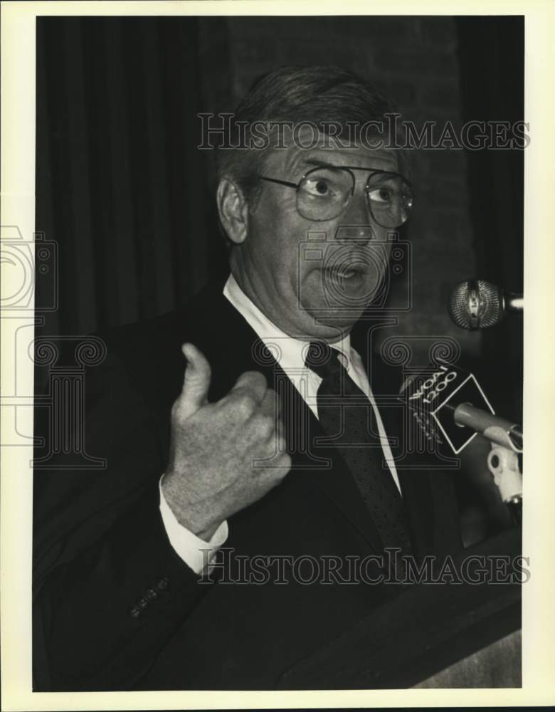 1983 Governor Mark White speaking with WOAI-1200 Radio, Texas-Historic Images