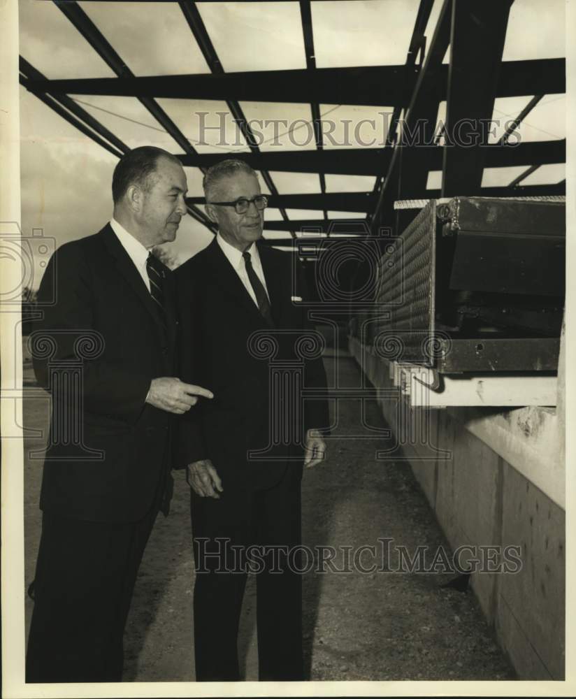 1966 Laurence Wingerter and Mayor McAllister at Red Arrow Freight.-Historic Images