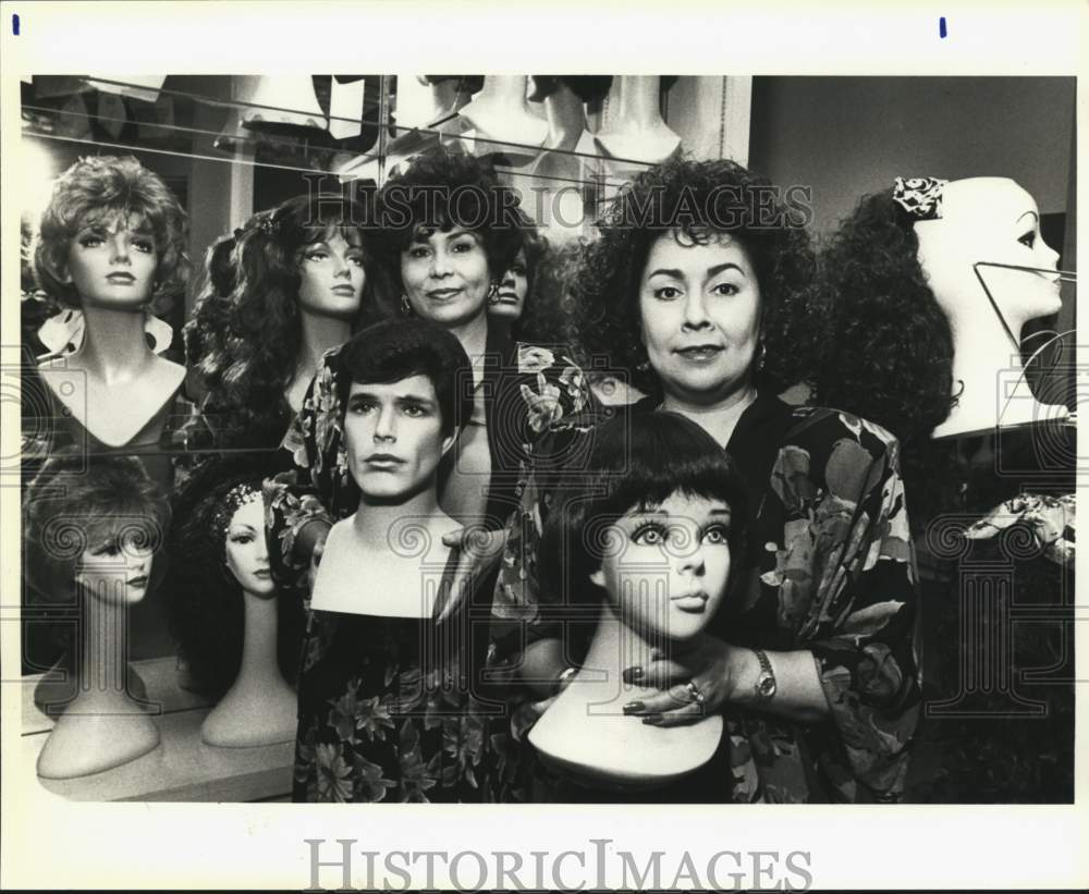 1991 Maria Wilson, Estella Perez at Hi-Fashion Wigs &amp; Boutique, TX-Historic Images