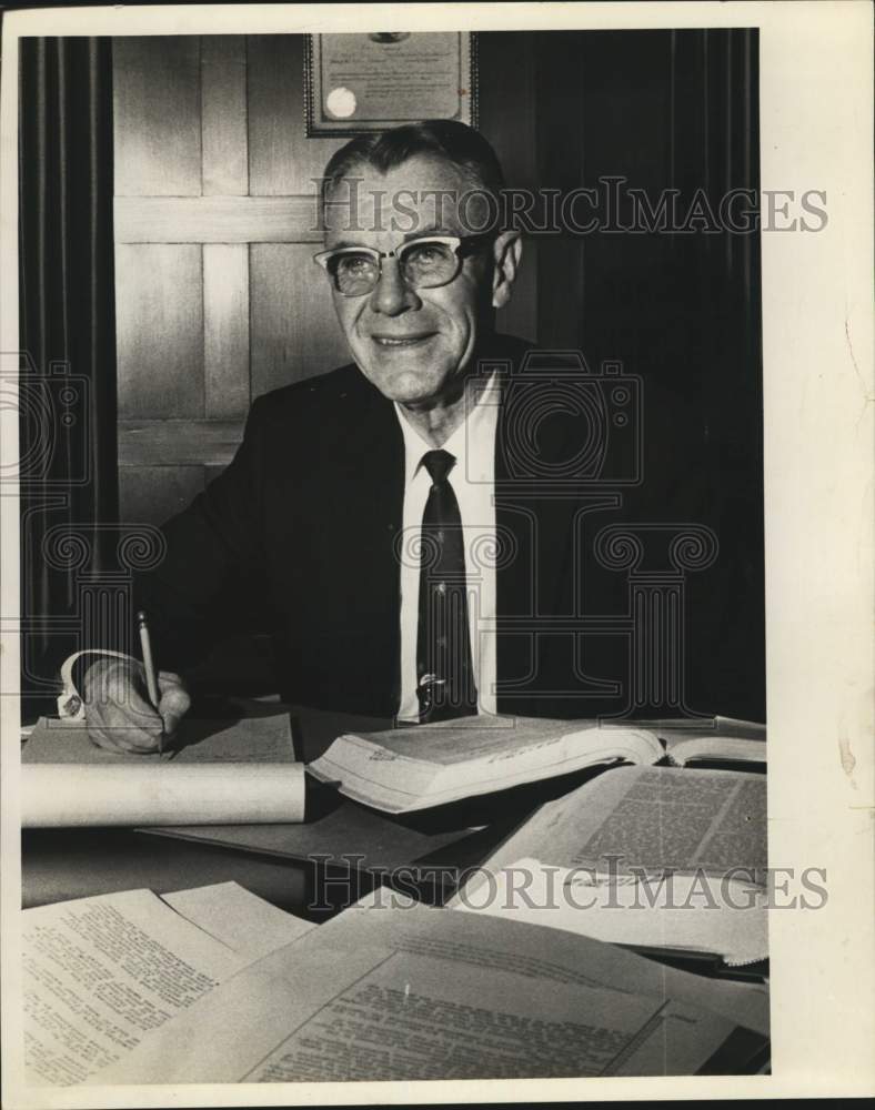 1971 Howard Walker at his desk working with papers-Historic Images