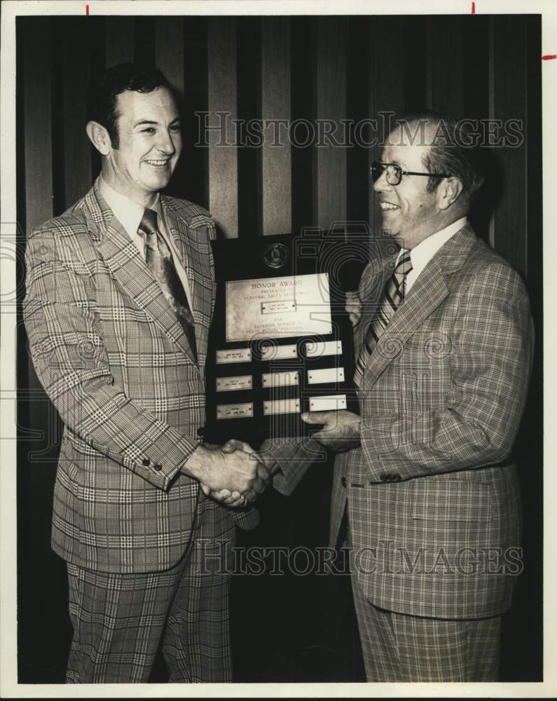 Donald Walden, Liberty Mutual Insurance Co. holding award, Texas-Historic Images