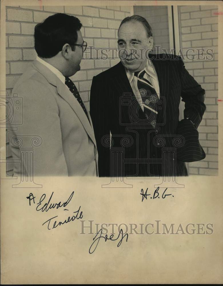 1977 Henry B. Gonzalez speaking with A. Edward Teniente, Texas-Historic Images