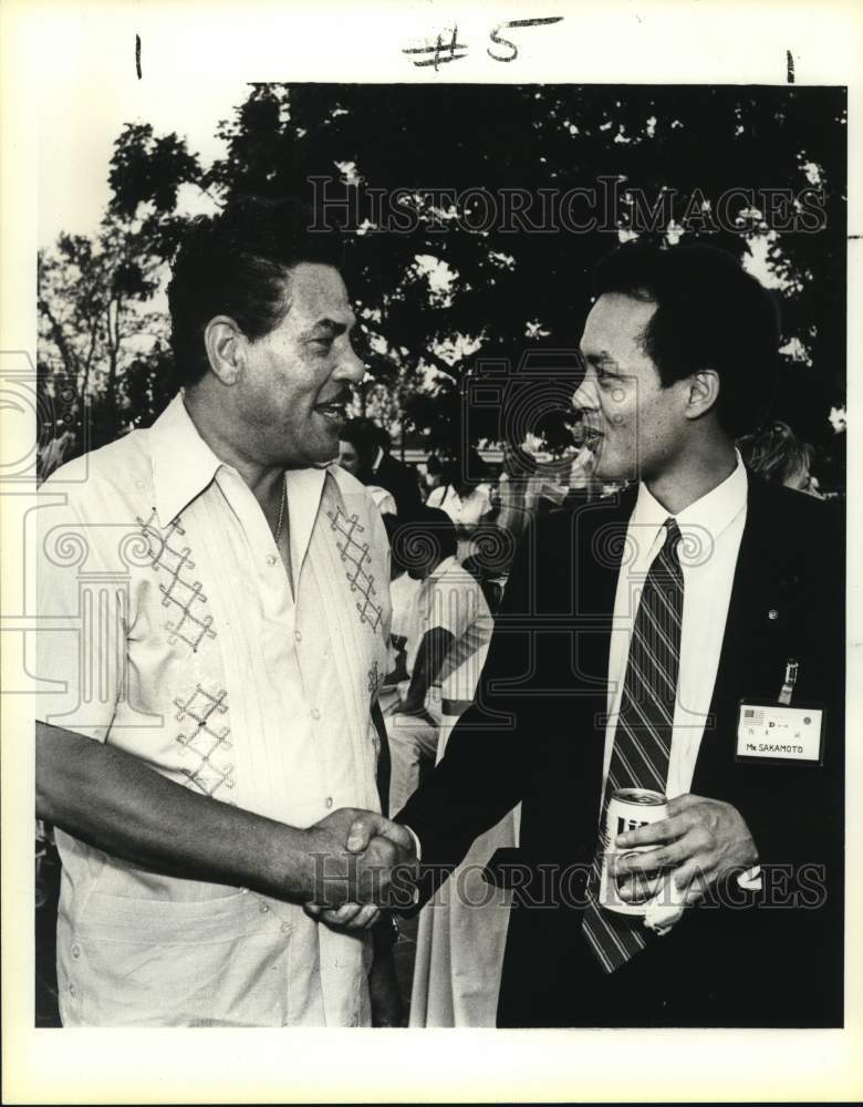 1988 Joe Webb and Jon Sakamoto, delegates from Kumamoto, Texas-Historic Images