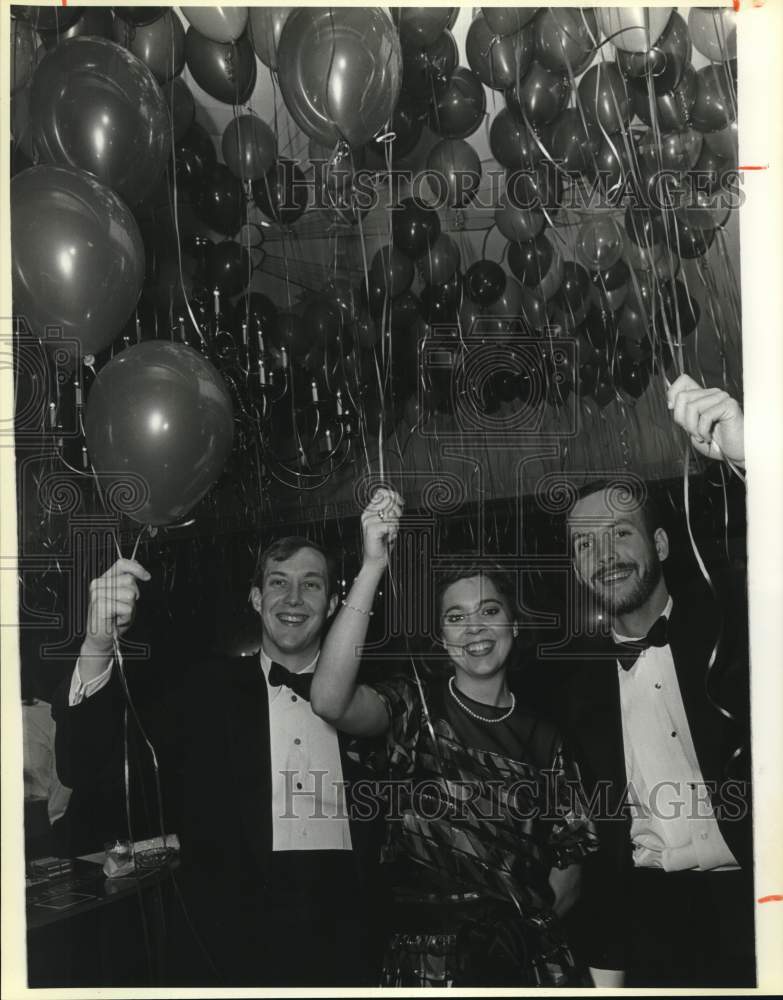 1985 Encore Casino Party guests holding balloons, Texas-Historic Images