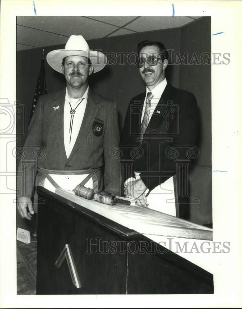 1991 John Joern and Dan Whitaker at Triune Masonic Lodge open house-Historic Images