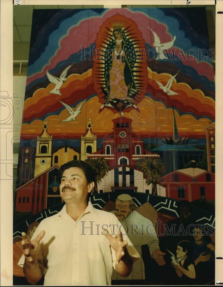 1987 Antonio Colin Contributed To Mural Featuring Pope John Paul II-Historic Images