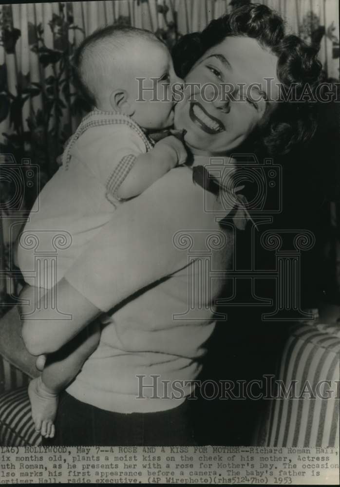 1953 Actress Ruth Roman and her son Richard Roman Hall, Hollywood-Historic Images