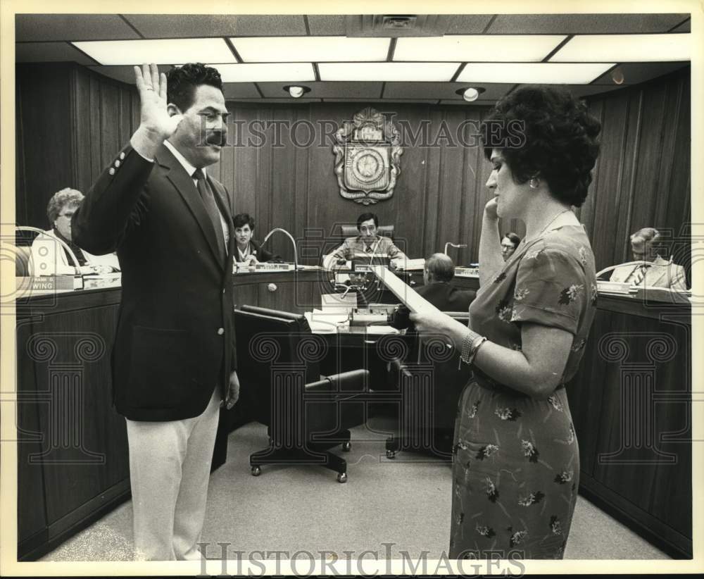1982 Joe Webb and Norma Rodriguez at swearing in ceremony, Texas-Historic Images