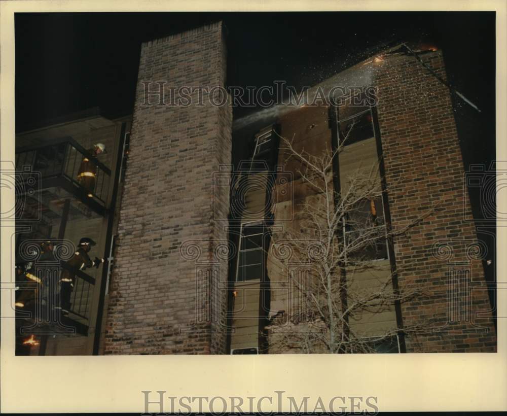1988 Scene of three alarm fire at Lodge Apartments, Texas-Historic Images