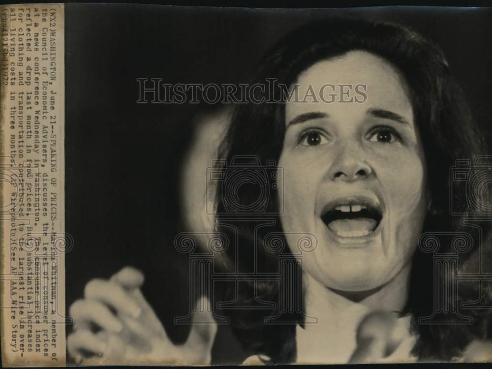 1972 Economic advisor Mariana Whitman at press conference in D.C.-Historic Images