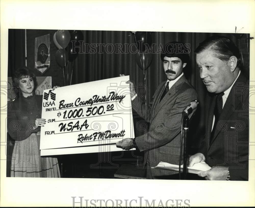 1983 USAA Employees Display Giant Check At United Way Luncheon-Historic Images