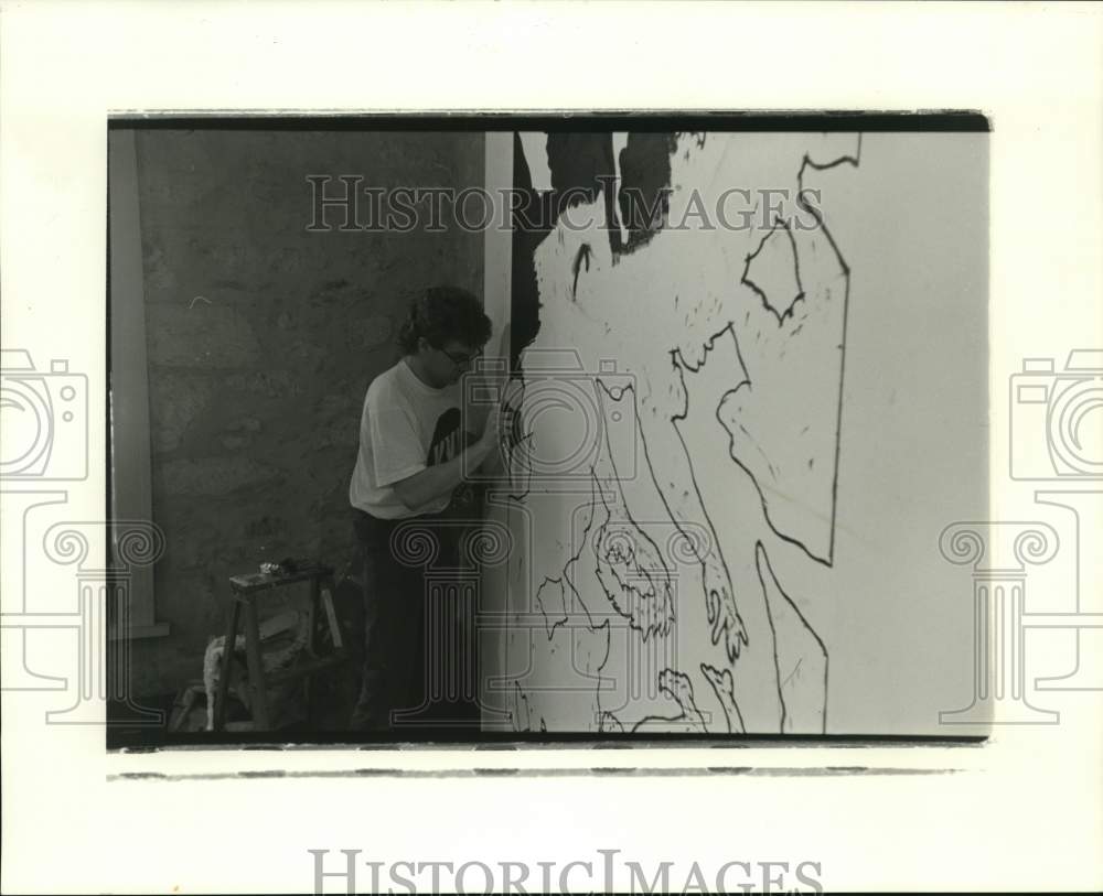 1989 Artist Randy Twaddle Works On "Angels Of Our Own Making"-Historic Images