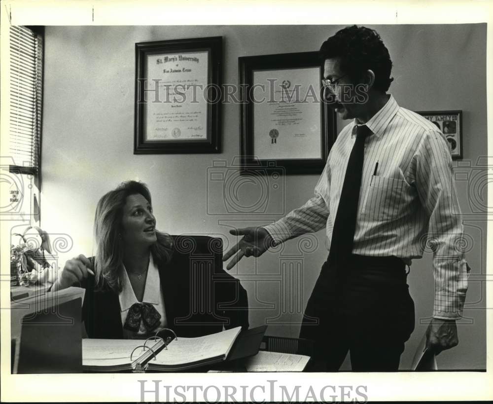 1987 Tina Tussay, Juan Chaverria in Her Family Violence Unit Office-Historic Images