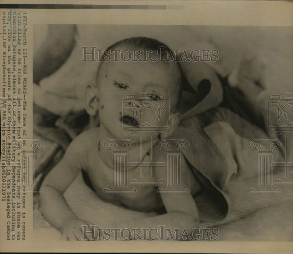 1975 Infant boy in refugee camp in Phnom Penh, Cambodia-Historic Images