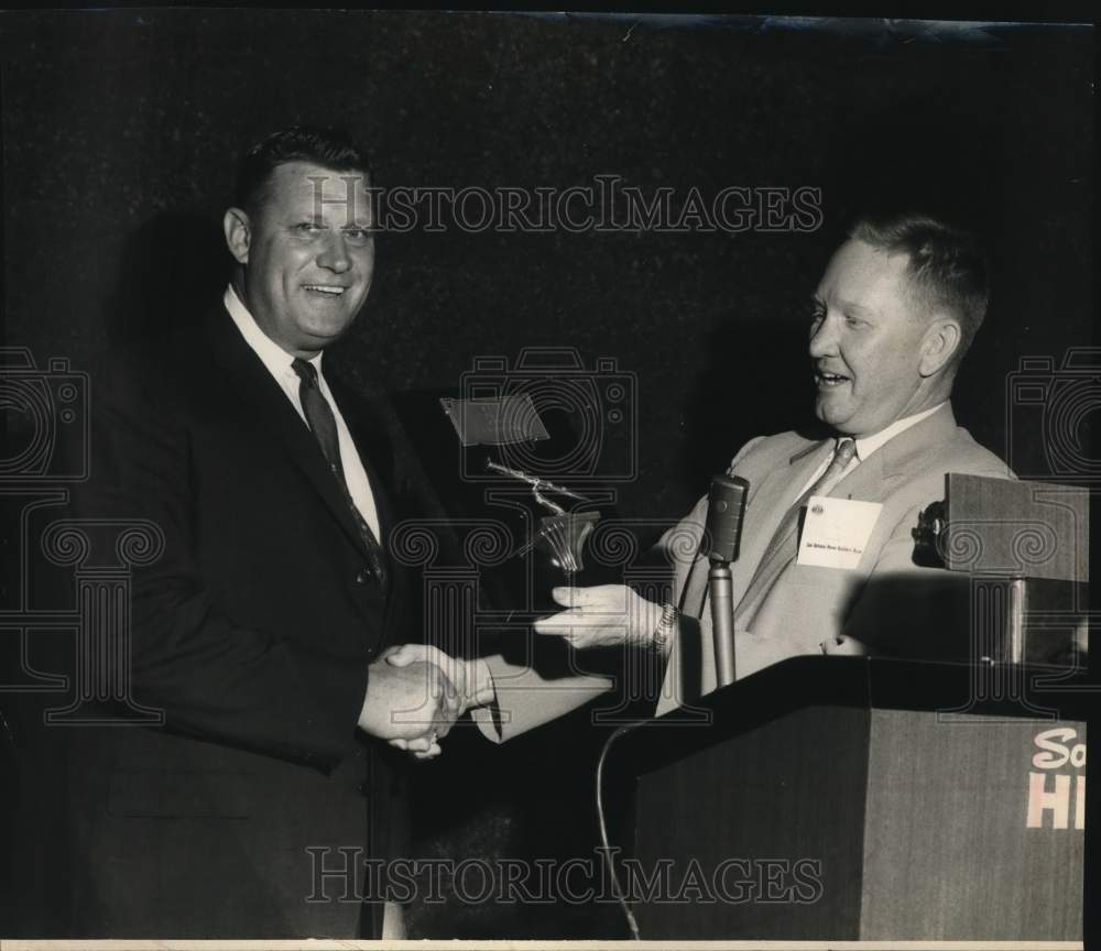 1959 E. H. &quot;Cotton&quot; Jaroszewski with M. M. Hughes Jr. holding trophy-Historic Images