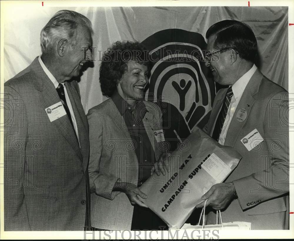 1984 United Way president, Clyde Johnson with supporters at kick off-Historic Images