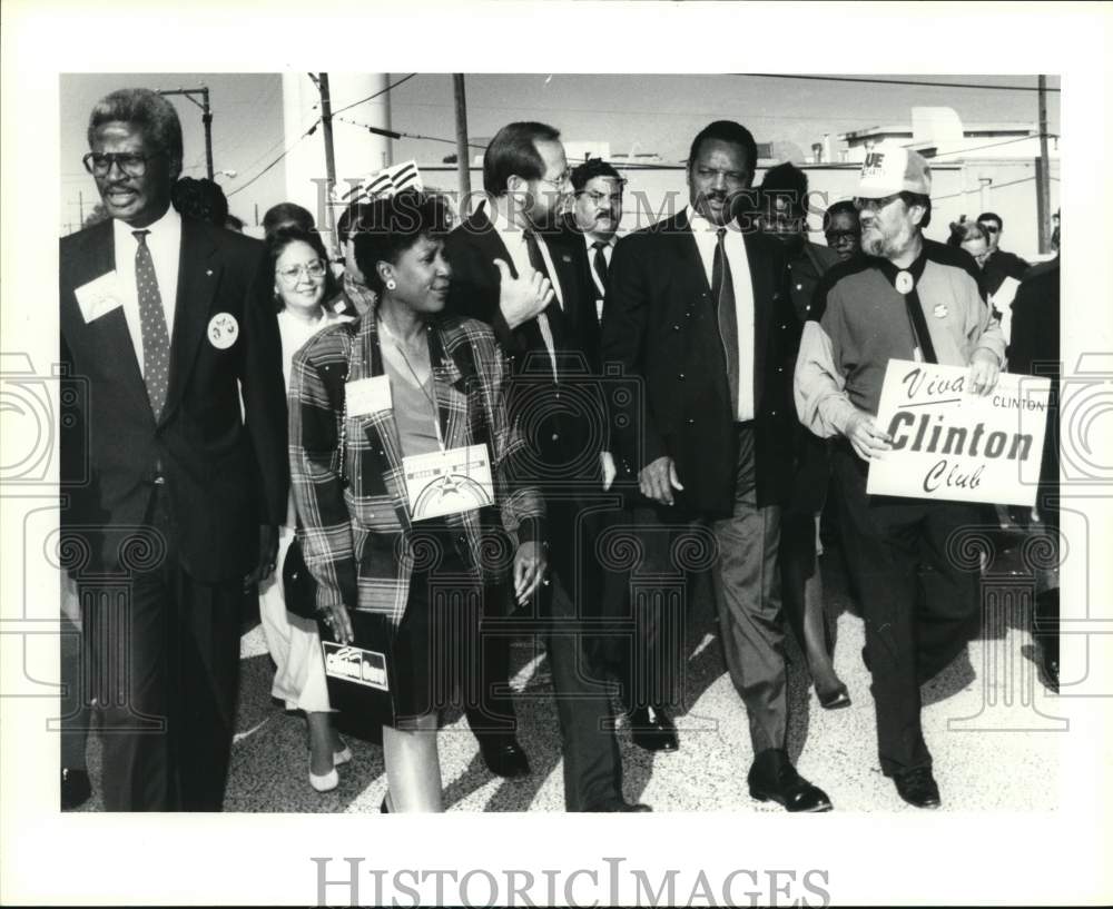 1992 Jesse Jackson marching with Clinton-Gore supporters, Texas-Historic Images