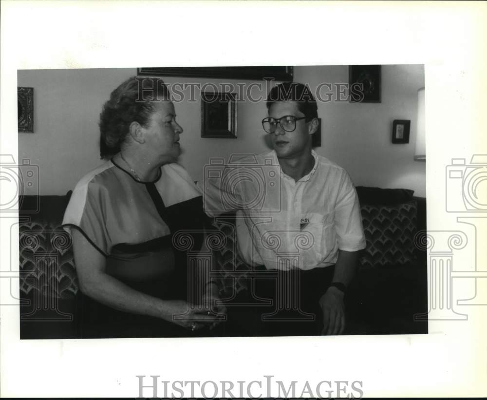 1991 Martha Caramidarn with Romanian Asylum seeker, Texas-Historic Images