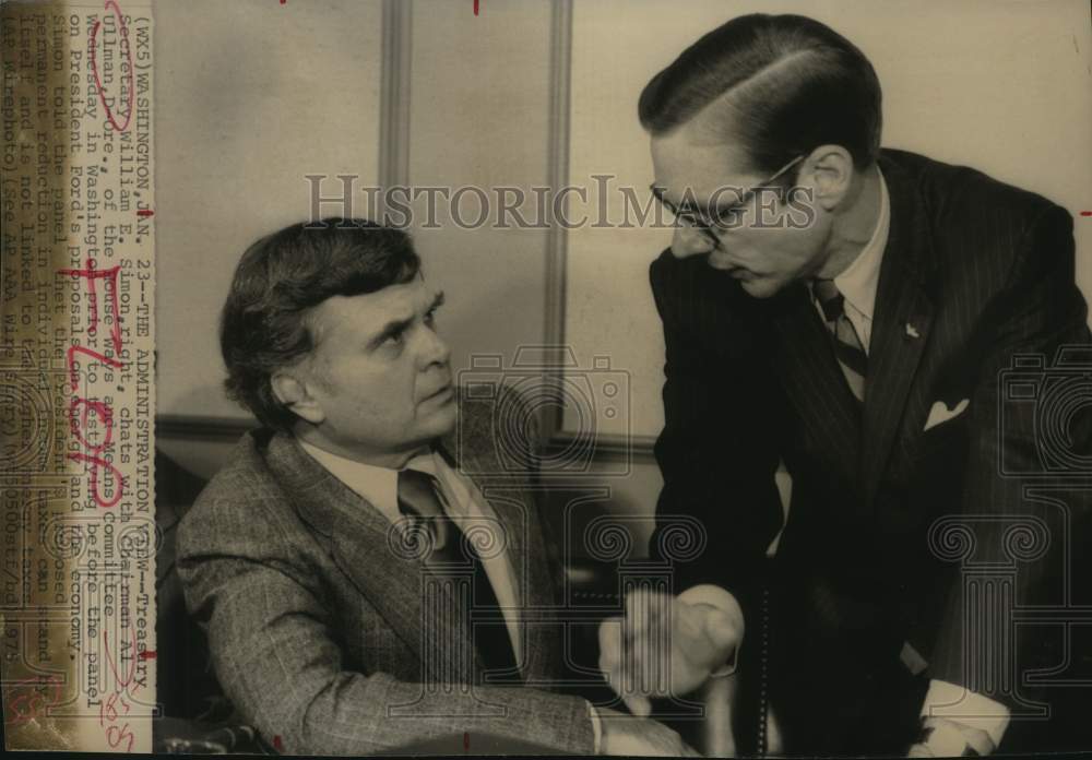 1975 Treasury Secretary William E. Simon with Al Ullman, Washington-Historic Images