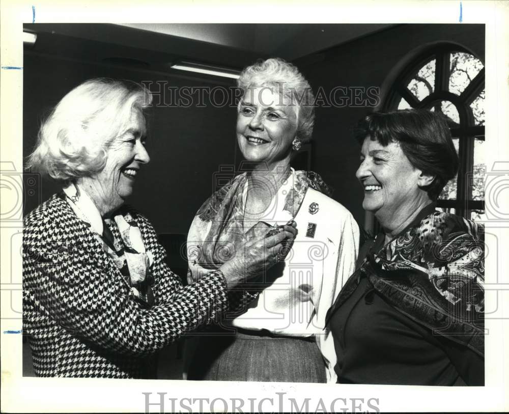 1991 Barbara Wenger receives Battle of Flowers Centennial Pin, Texas-Historic Images