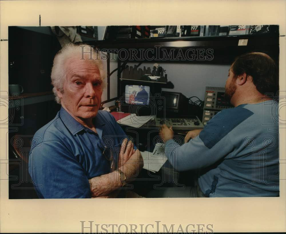 1991 David Roth, Hollywood director and film Greg Mugford, crew-Historic Images