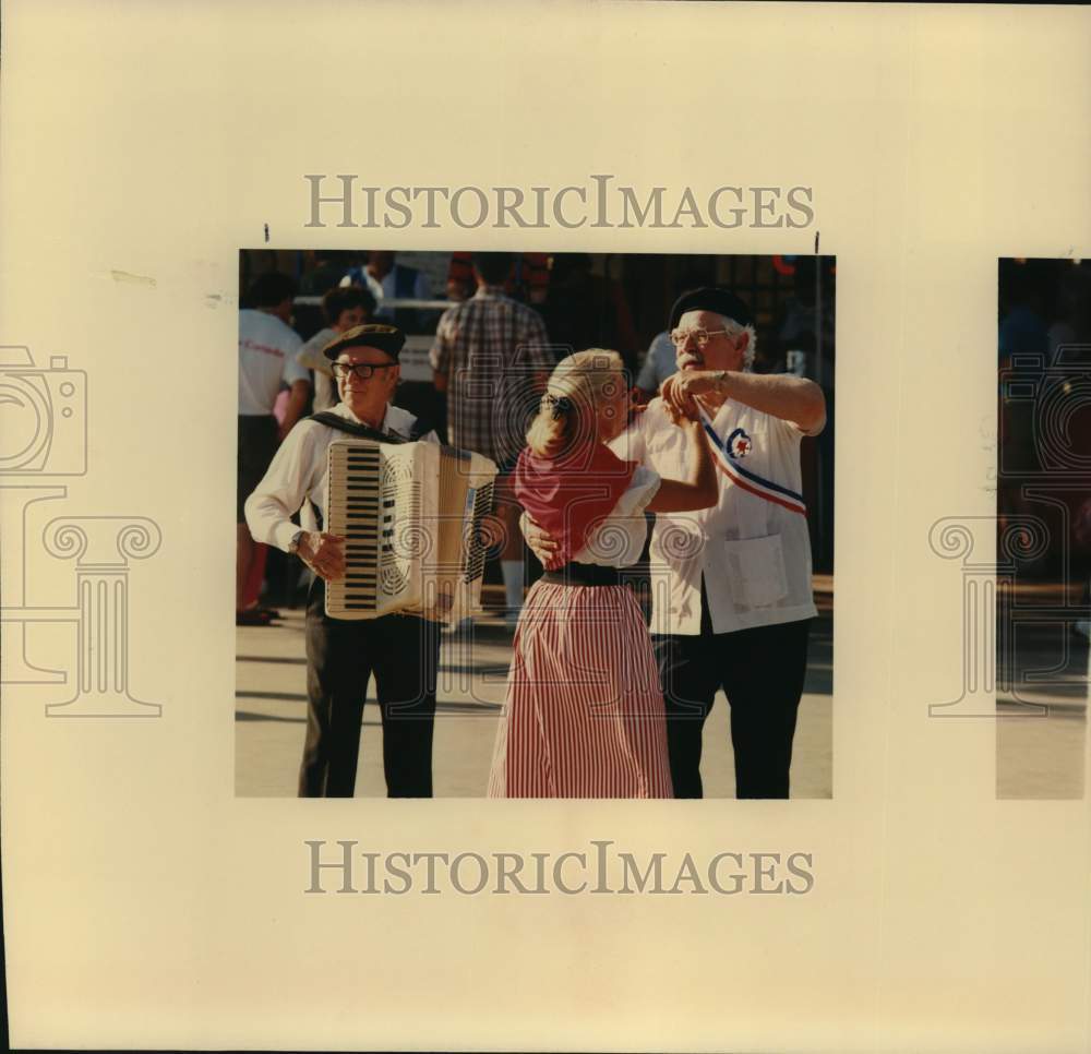 1990 Dancers and accordionist at Bastille Day Festivities, Texas-Historic Images