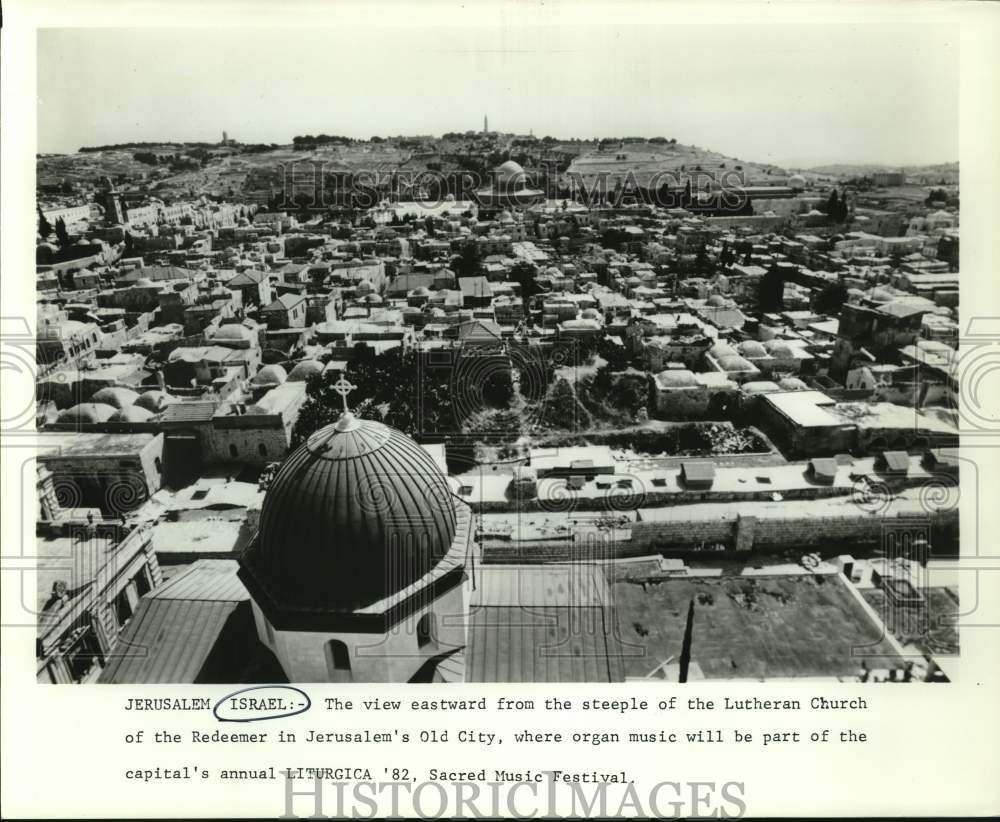 Eastward view from Lutheran Church of the Redeemer&#39;s steeple, Israel-Historic Images