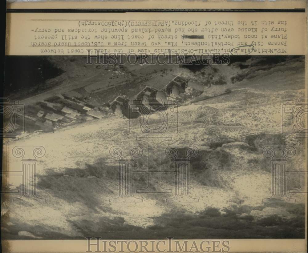 Aerial view of waves during Hurricane Eloise on Florida&#39;s panhandle-Historic Images