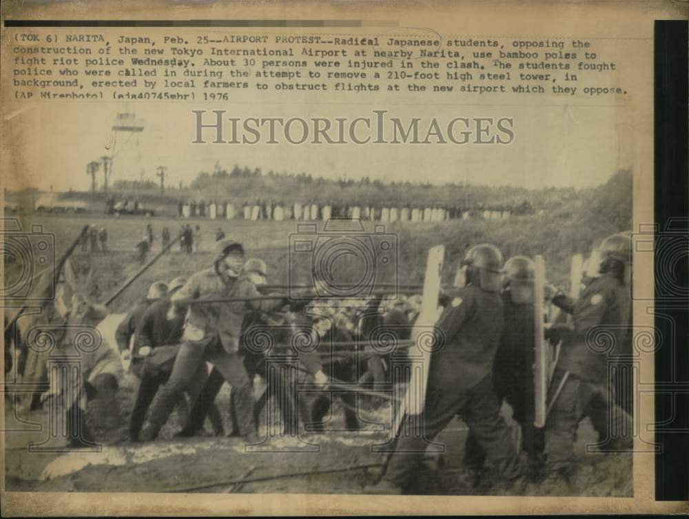 1976 Students opposing construction of airport in Narita, Japan-Historic Images