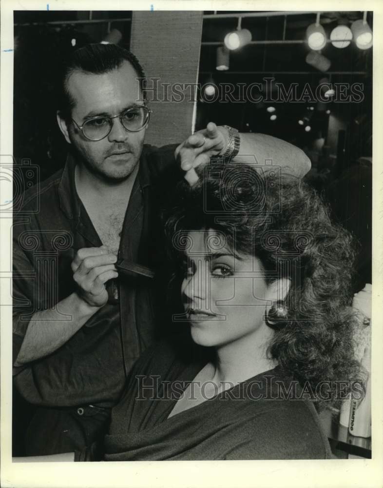 1989 San Antonio hairdresser Mario Iturralde, client Christi Morrow-Historic Images