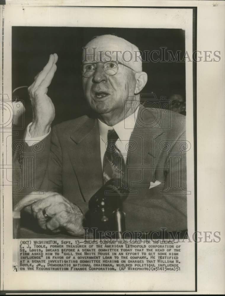 1951 E.J. Toole appearing before a Senate Investigating Committee-Historic Images