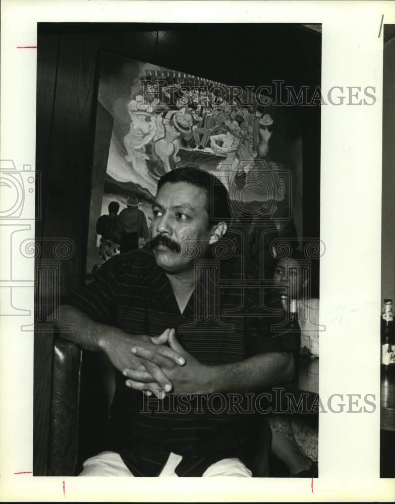 1983 Jose Trevino at one-man exhibit held at Mario's Restaurant-Historic Images