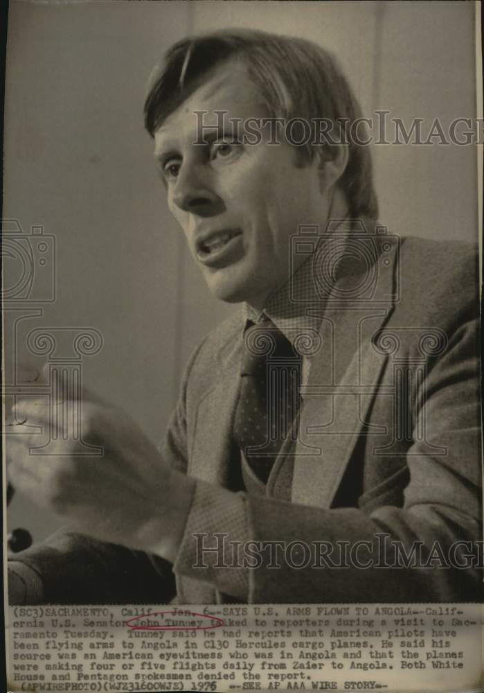 1976 Senator John Tunney talks with reporters in Sacramento, CA-Historic Images