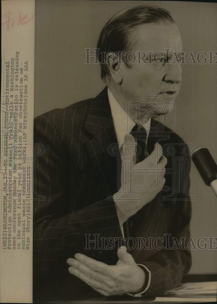 1975 Russell Train of EPA speaks at Washington news conference-Historic Images