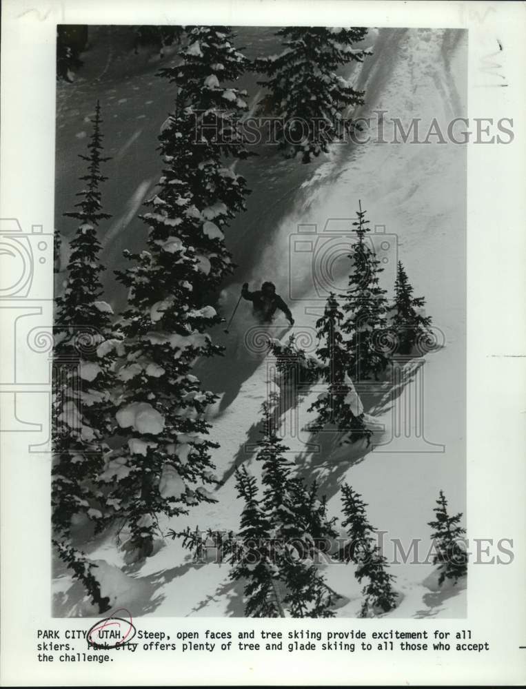 Steep, open faces and tree skiing at Park City, Utah.-Historic Images
