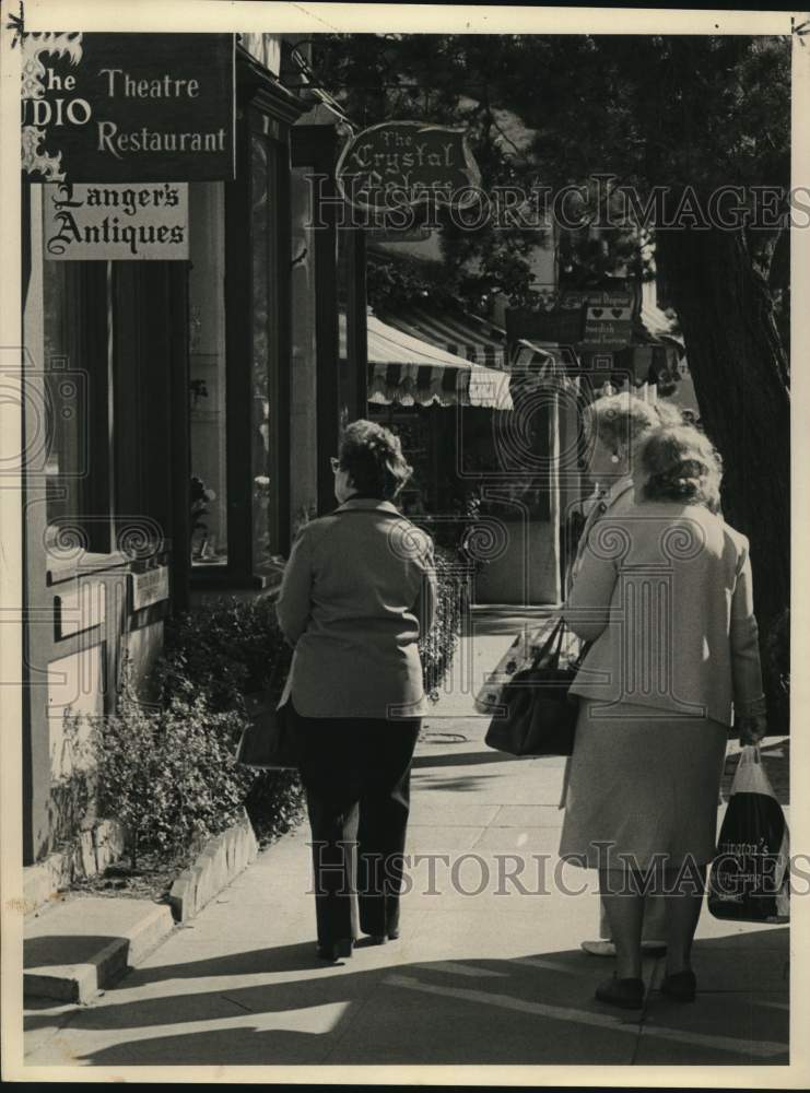 Tourists Browse Shops In Carmel-By-The-Sea, California-Historic Images