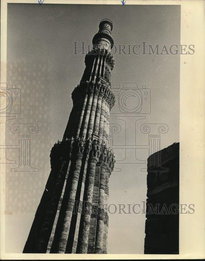 India's Qutub Minar's sandstone monument-Historic Images