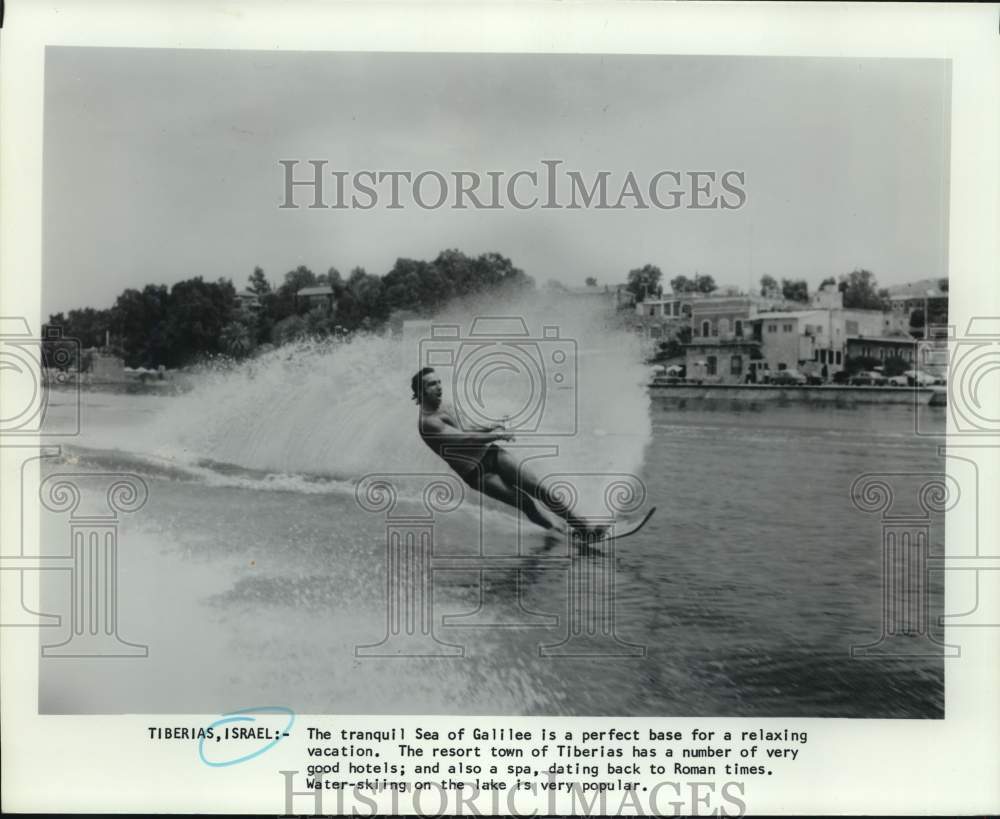 Man Water-Skiing On Sea Of Galilee, Tiberias, Israel-Historic Images