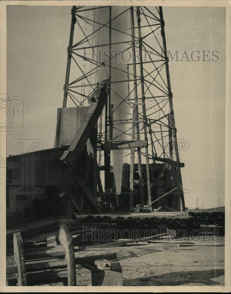 View of oil rig at Big Lake Field-Historic Images