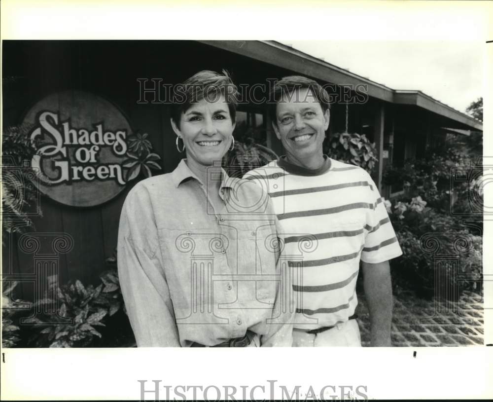 1991 Owners Roberta Churin and Bob Webster at Shades of Green shop-Historic Images