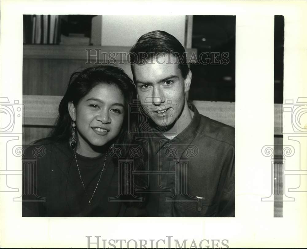 1990 Irene Camacho and Brian Hancock at Ponderosa Bowling Benefit-Historic Images
