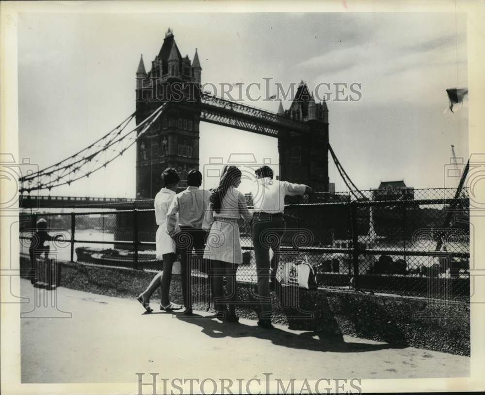 Tourist view London&#39;s Tower Bridge.-Historic Images