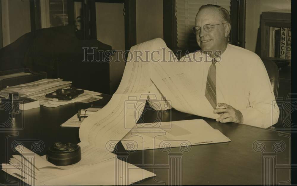 Union Stock Yards President G.C. Hagelstein checks day&#39;s receipts.-Historic Images