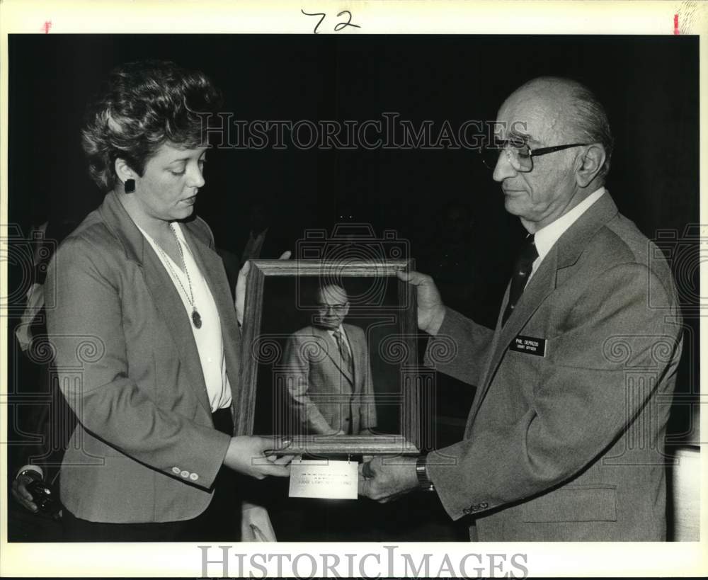 1980 Deidre Dwyer Hafernik, Phil DePrizio hold Lang portrait, Texas-Historic Images
