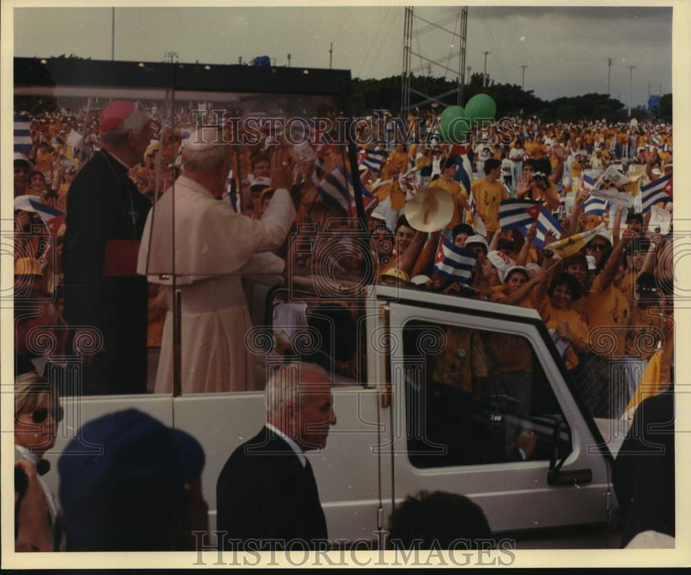 Popemobile tours crowd at Mass in Miami, Florida.-Historic Images